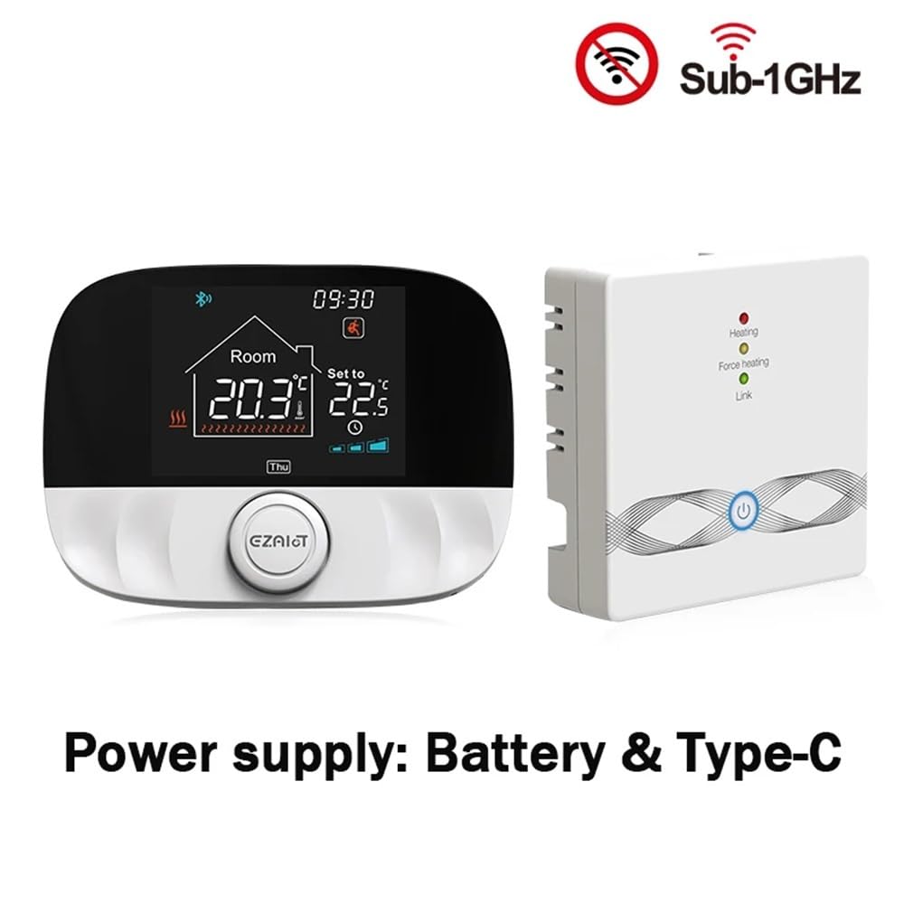 Bezprzewodowy termostat bojlera gazowego RF433 Pokojowy regulator temperatury Programowalny termoregulator ogrzewania podłogowego Zasilanie bateryjne przez USB(White Set)
