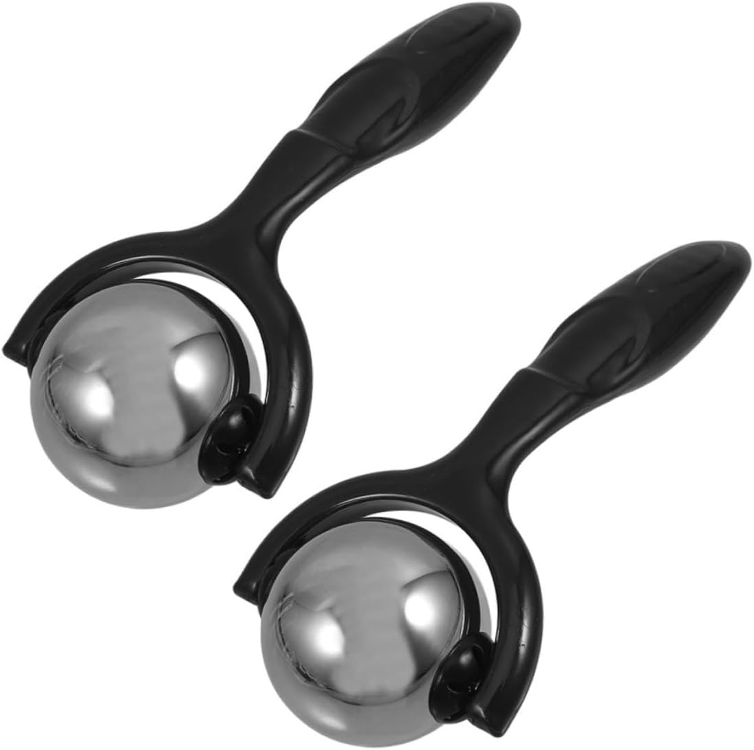 Manual Massage Roller Ball Set 2pcs, Stainless Steel Handheld Therapy Massage Balls for Muscle Relief, Rolling Massager for Back, Legs, Forearms, Home and Office Use
