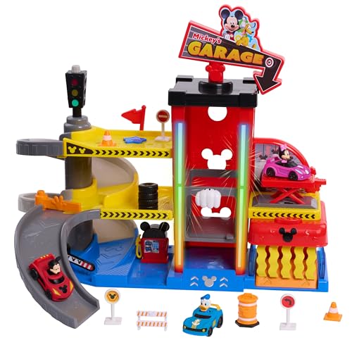 Disney Junior Mickey Mouse Ready to Race Toy Car Garage, Lights