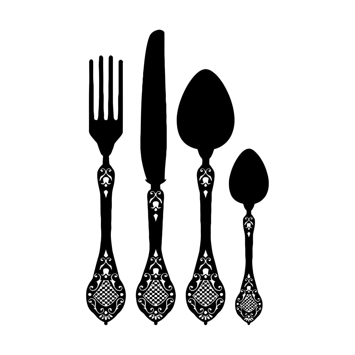 Spoon Knife Fork Wall Stickers Vinyl Decal Flatware Cutlery Kitchen Restaurant Decoration Wall Stickers Home Wallpaper Small - 42x65cm — image 1