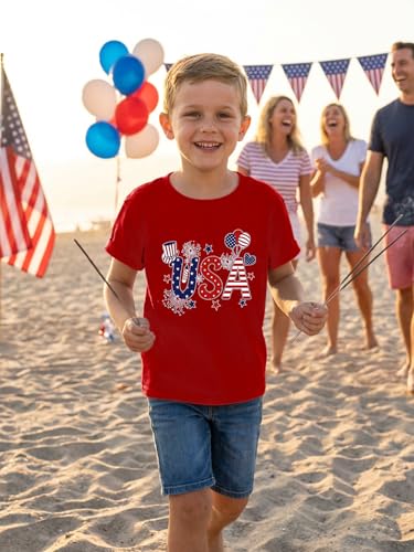 Image of YHHR Boys Girls USA Shirt 250 Anniversary Shirt for Girl 4th of July Shirts Toddler American Flag Patriotic Tee 5-12 Years