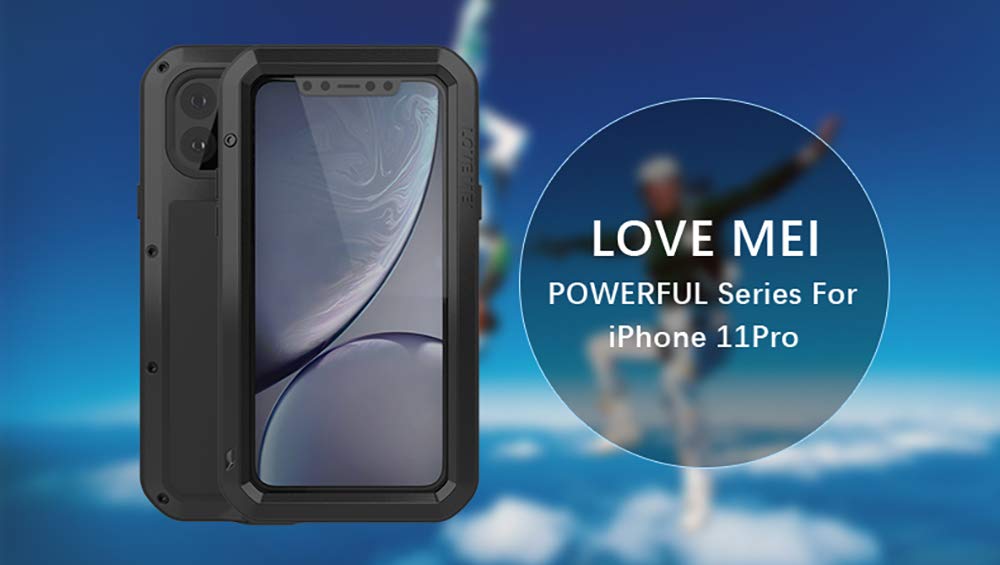 Etui na cały korpus do iPhone 11 Pro 5,8 cala, Love Mei na zewnątrz odporne na wstrząsy wytrzymałe hybrydowe aluminium metal pancerz pyłoszczelna obudowa ze szkłem hartowanym, obsługa bezprzewodowego ładowania (czerwony)