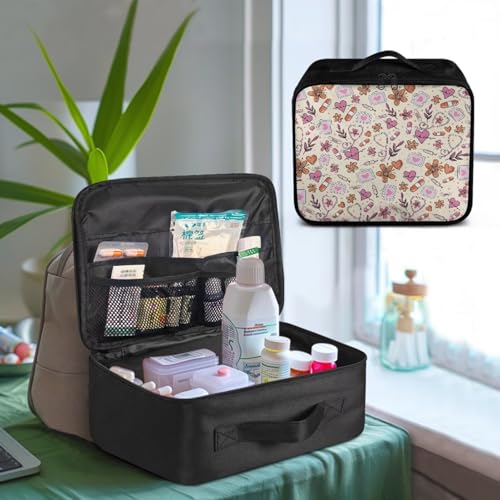 Image of Gomyblomy First Aid Bag Empty Medical Travel Kit Stethoscope Pills Print Medicine Storage Bag for Home Sport School Dorm First Aid Pouch Empty for Camping Hiking Cars