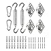 316 Marine Grade Shade Sail Hardware Kit for Rectangle and Square Sun Shade Sail Installation, 24 PCS（Silver）#29560