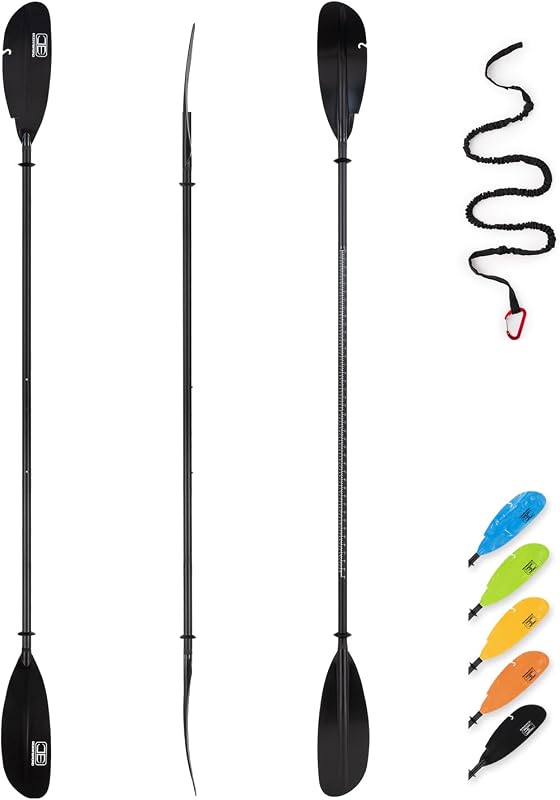 Paleta de kayak de pesca de fibra de carbono ajustable | 94in/240cm-98in/250cm-102in/260cm, paleta para pescar, eje de fibra de carbono con correa de paleta