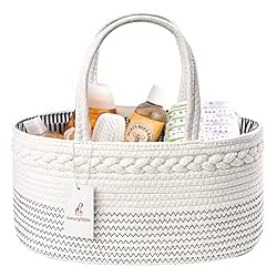 luxury little Diaper Caddy Organizer, Large Cotton Rope Nursery Baby