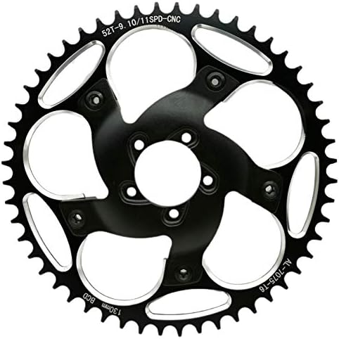 SONGBIRDTH 50T/52T/54T/56T/58T/60T Chain Wheel Sprocket Crank for Bafang Motor BBSHD 130BCD for Trail e-Bike Fat Bike Mountain Bike Bicycle Black 52