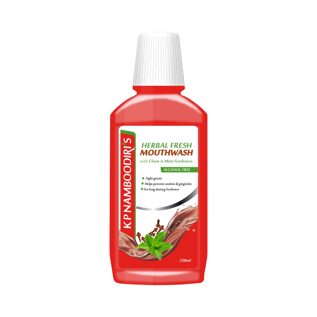 K.P. NAMBOODIRI S Herbal Fresh Mouthwash Clove&Mint Freshness 250Ml Pack Of 2