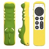 SIKAI CASE リモコン 保護カバー For Apple TV 4K 2021 リモコン カバー 脱着簡単 新図案 クロコダイル リモートスタンド 可愛い 滑り止め 耐衝撃 シリコン Apple TV 4K A2169/A2737/A2843 第2世代/第3世代に対応（TV 4K第1世代に非対応）保護カバーケース Airtag入れる可能(緑黄色 クロコダイル)