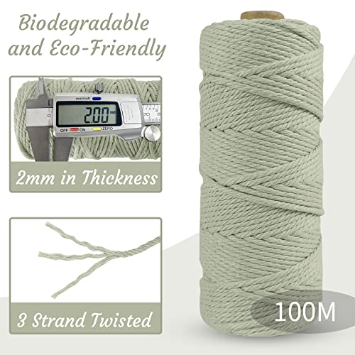LEREATI Macrame Cord 2mm x 100m, Thick Macrame Rope Natural Cotton Rope Craft String - Image 3