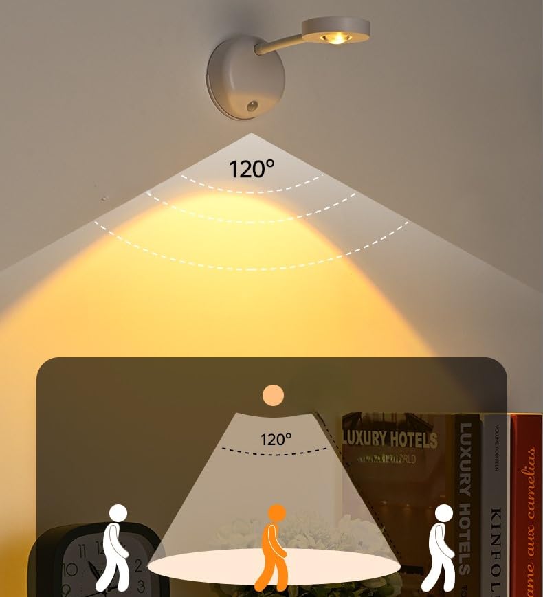 Vortex L2201 Motion Sensor Remote Control 3 Color Temperature Rechargeable Adjustable dimmable Easy Installation LED Display Spotlight Wall Light Night Light Table Light(Black) - Image 4