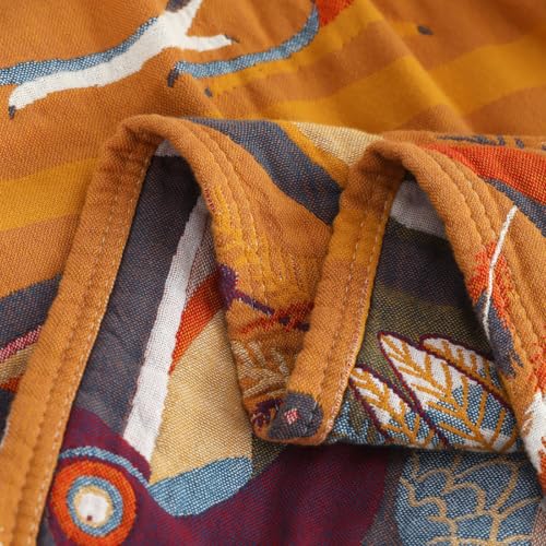 Image of SANACYNA Muslin Throw Blanket Oriole Birds 100% Cotton 6-Layer Gauze Bed Blanket Lightweight Soft Breathable Blanket for Sofa Bed Coverlet Both Sides (B-Yellow Bird, 80 x 90 in)