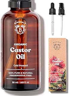 Bionoble Organic Castor Oil 100ml - 100% Pure, Natural, Cold Pressed - Lashes, Eyebrows, Body, Hair, Beard, Nails - Vegan, Cruelty Free - Glass Bottle + Pipette + Pump