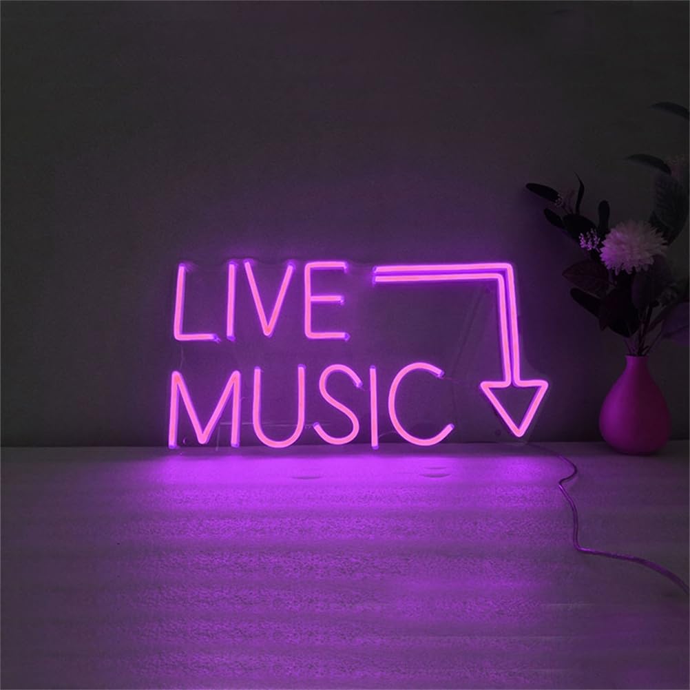 Insegna al Neon di Musica dal Vivo Barra della Musica Segno di Luce al Neon Festa in Musica LED Luce al Neon casa Camera Decorazione murale Negozio Decoro Festival Musicale luci al Neon,E