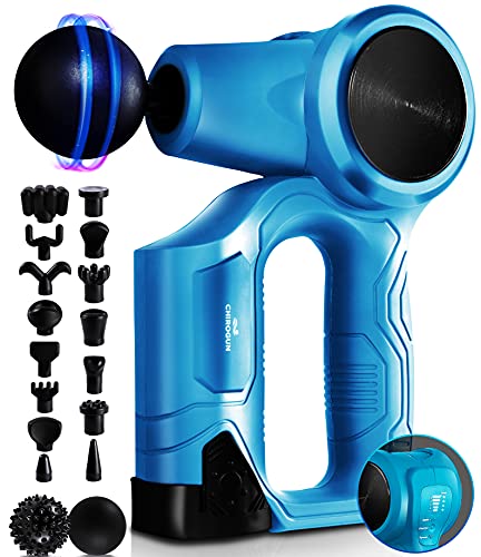 Massage Gun Deep Tissue Massager - Muscle Massage Gun Percussion Massage Gun for Athletes Percussion Massager Gun Deep Tissue Massage Gun Chrome Blue