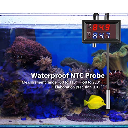 Image of Weewooday 2 Pcs 12v Electronic Temperature Controller Programmable -50 to 110C Heating /Cooling Thermostat Control Switch Module Ntc Waterproof Sensor Probe Dual Color LED Display Monitor