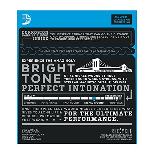 D'addario Guitar Strings - Xl Nickel Wound Electric Guitar Strings - Ekxl110 - Bright Tone, Perfect Intonation - Regular Light, Soldered Twists, 10-46, 1-Pack #TOP1
