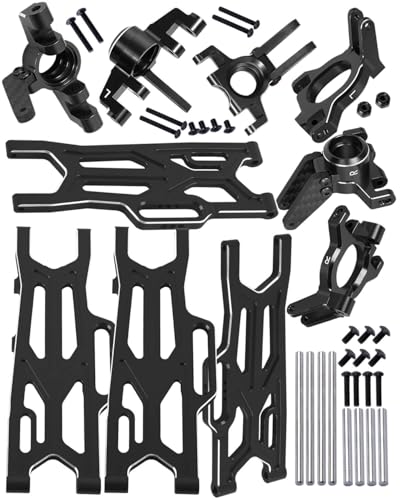 RC Aluminum Suspension Arms Set&Hubs Caster Blocks&Front Steering Block Knuckles&Rear Hubs Upgrades Parts for 1/10 Kraton/Outcast V2 4S BLX,Front Rear Suspension Arms Hops Up,Black