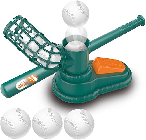 E EAKSON Juego de bates de béisbol para niños pequeños lanzador de béisbol con lanzador de béisbol con jóvenes 3 bates de béisbol de plástico