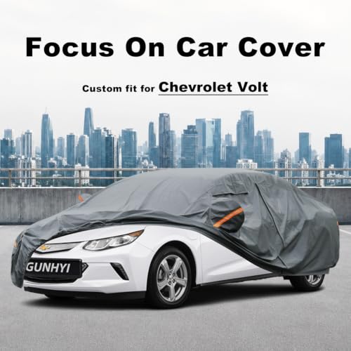 Image of GUNHYI Premium Car Cover Custom Fit Chevrolet Volt, 16 Layers Heavy Duty Car Cover Waterproof All Weather with Zipper Door for Sun Rain Snow Dust Uv Protection