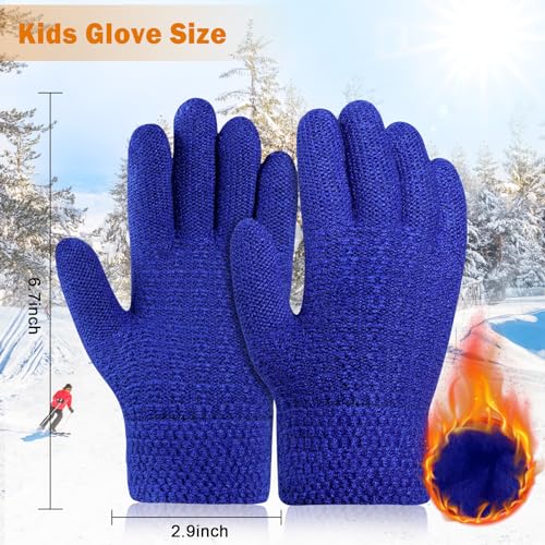 Image of ONESING Kids Knit Gloves - Stretchy Gloves for Boys Girls Winter, Solid Finger Gloves for Children