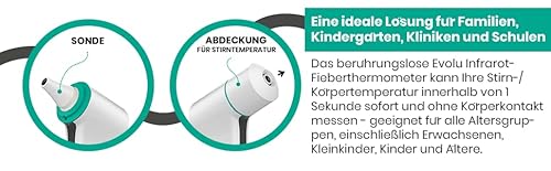 EVOLU Termómetro Sin Contacto Para Fiebre - Frente y Oído - Para Bebés, Niños y Adultos - Infrarrojo Digital, Modo Silencioso, Alarma - imagen 7