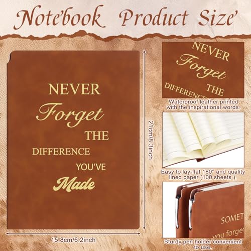 CCCYMM 8 Pcs Thank You Gifts Notebook Inspirational A5 Leather Journal Notebook and Motivational Metal Ballpoint Pen Employee Appreciation Gifts Coworker Leaving Inspirational Notebooks for Teacher