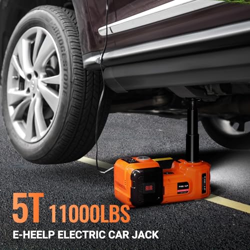 Image of E-HEELP Electric Car Jack, 5 Ton /11023 LBS Hydraulic Jack Lift with Built-in Inflatable Pump and LED Light