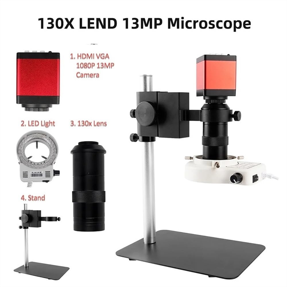 Microscope Cantilever Microscope for Electronics 13MP Microscope Camera 150X 130X C-Mount Lens(130X-13MP)