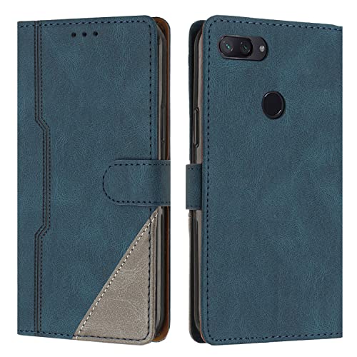 Radoo Cover per Xiaomi Mi 8 Lite, Custodia in PU Pelle Portafoglio Flip Chiusura Magnetica Antiurto Funzione Scomparti, con Slot Schede Supporto Pieghevole per Xiaomi Mi 8 Lite (Blu)