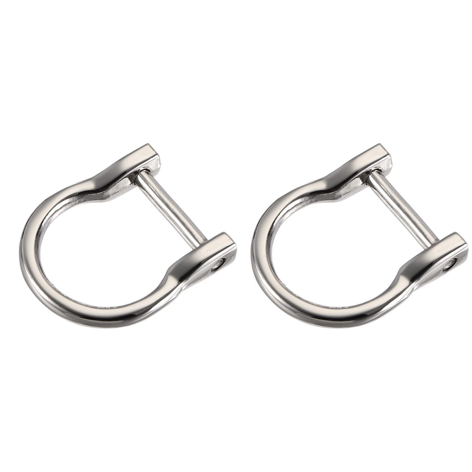 METALLIXITY Horseshoe D-Rings (23mm) 2pcs, Screw-in U-shaped Buckles Shackle - for Car Keys Keychain Bags Leather Crafts Silver Tone