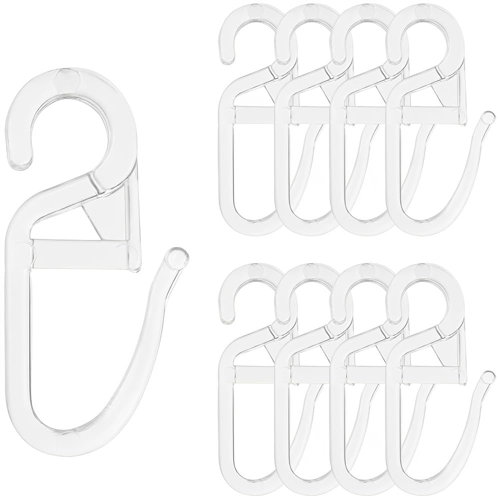 JIADEXIN Gardinenhaken - 50 Stück Universal Überklipshaken, Transparent Faltenlegehaken für Gardinenringe, mit 6mm Öse Vorhanghaken für Vorhangstangen und Gardinenstangen (Transparent)