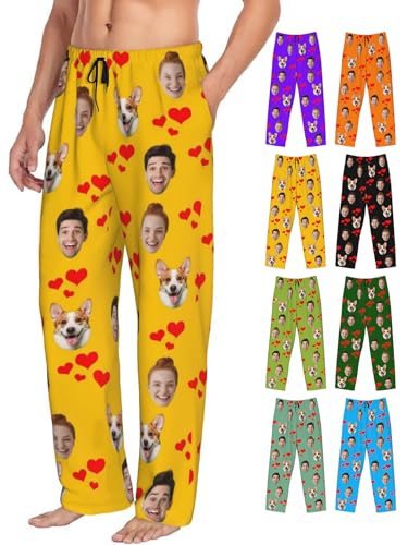 Custom Pajama Pants Custom PJ Pants with Face Photo Personalized Christmas Valentine's Day Funny Gifts for Men Women