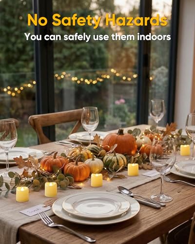 Image of 5plots 12-Pack Flameless Candles with Timer, Realistic 3D Flickering Votive Candles, 6H Timer Built-in, 150+Hour Battery Operated Tealights for Wedding, Festival, Indoors, Home Decor(Ivory Base)