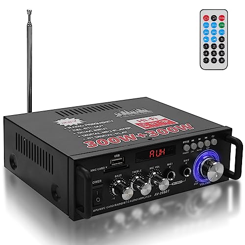 Bocinas, Musical Instruments Bulaned Mini Amplificador de Audio Estéreo Digital de Alta Fidelidad, Amplificador de Potencia Bluetooth 5.0, 2.0 Canales, Amplificador de Altavoz de Cine en...