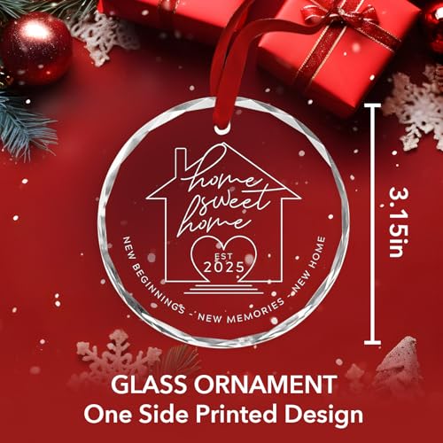 2025 Housewarming Gifts for New Home | Home Sweet Home Glass Ornament - Perfect New Home Gifts for Couples, First Christmas in New House Christmas Tree Ornaments
