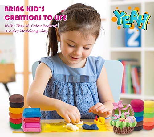 Image of Air Dry Clay, 36 Colors Modeling Clay Kit with 3 Sculpting Tools, Magic Foam Clay for Kids and Adults, DIY Molding Clay Gift for Boys and Girls (Pack of 3)