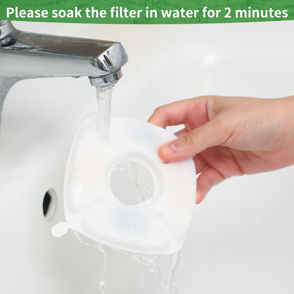 12 Pack Cat Water Fountain Replacement 6 Pcs Filters with 6 Pcs Sponges Fit for 95oz 2 8L — view 5