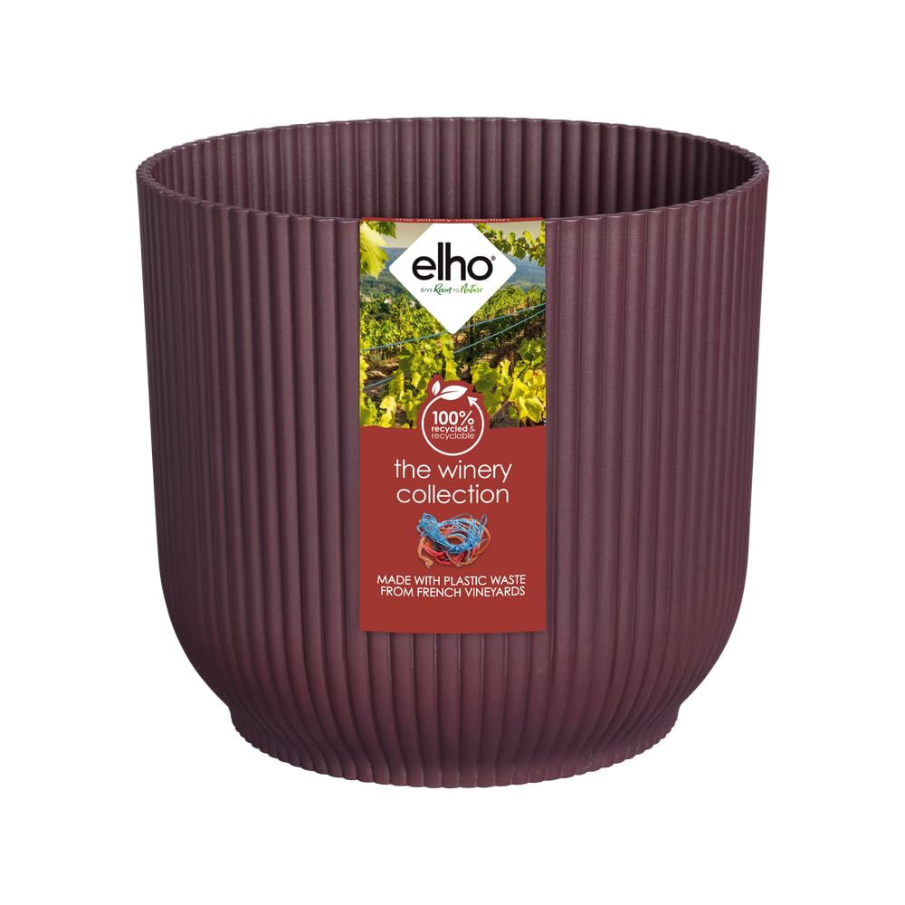 elho The Winery Collection 18 - Plant Pot Indoor - 100% Recycled Plastic - Ø 18.3 x H 16.8 cm - Red/Bordeaux Red