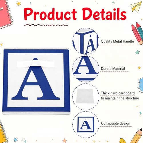 Image of Novabright 6 Pack 11 Inch Abc123 Fabric Storage Cubes Decor Collapsible Organizer Bins Classroom Must Have Cubby Basket Bins Back to School Treasure Prize Box Organization for Home Office Classroom