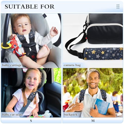 Image of Stars and Polka Dots Blue Seat Belt Cover Pad 2 Pcs Soft Cute Seatbelt Covers Protector Support Head Neck Shoulder Strap for Car Seats High Chair Backpack for Adults Kids Women Men 10x7.7In 2 P