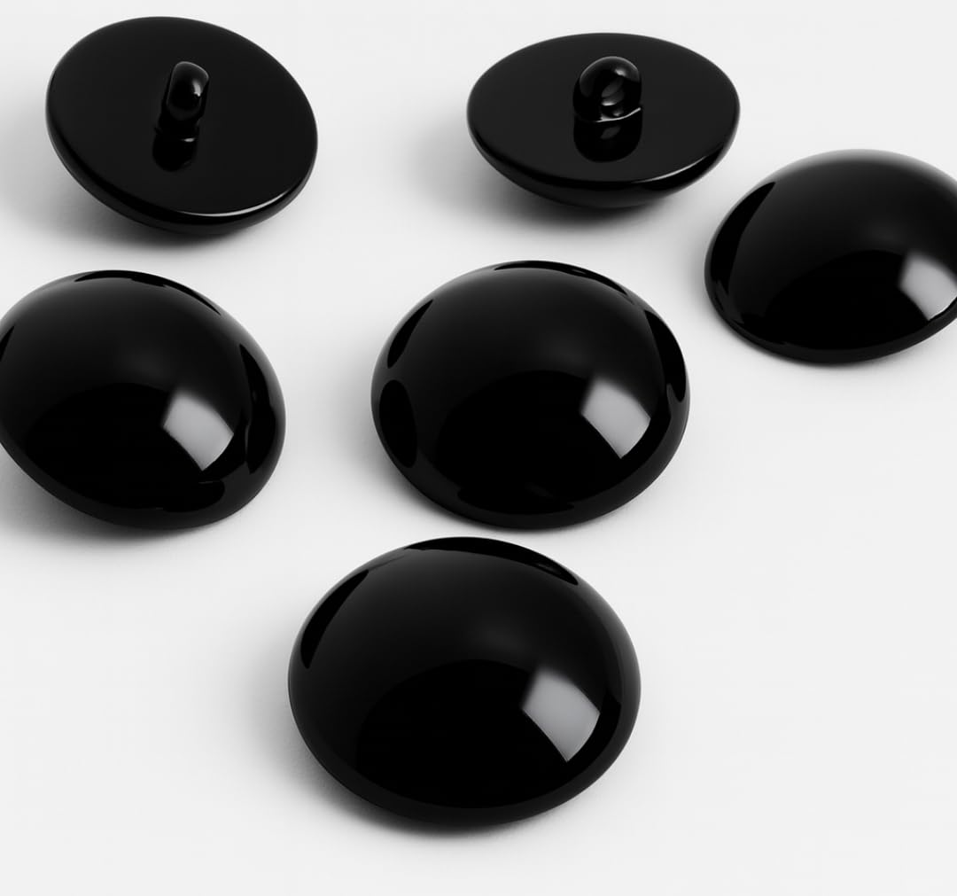 MajorCrafts 8pcs 28mm High-Grade Acrylic Large Round Mushroom Shank Sewing Buttons (Black)