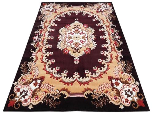 Image of SABIRA Carpet (Size-150x200 Cm / 60x78 in) Modern Floral Area Rug Large Carpet for Living Room, Bedroom & Dining Room, Washable, Non-Slip (Color - Brown)