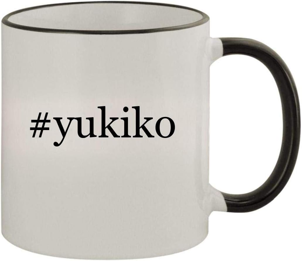 #yukiko - 11oz Ceramic Colored Rim & Handle Coffee Mug, Black