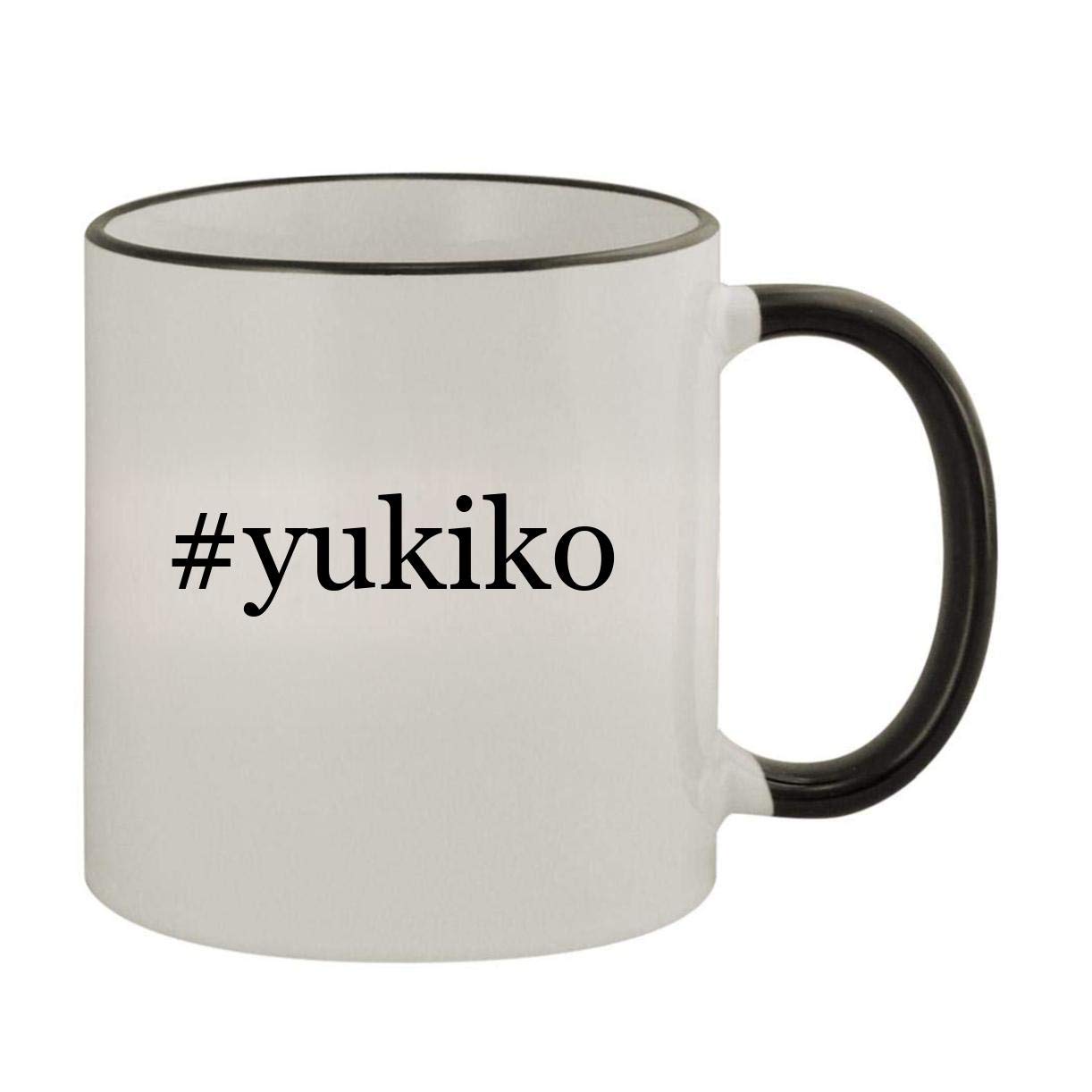 #yukiko - 11oz Ceramic Colored Rim & Handle Coffee Mug, Black