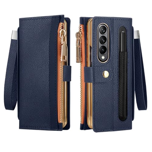 Coque en cuir pour Galaxy Z Fold 4 étui portefeuille au design premium