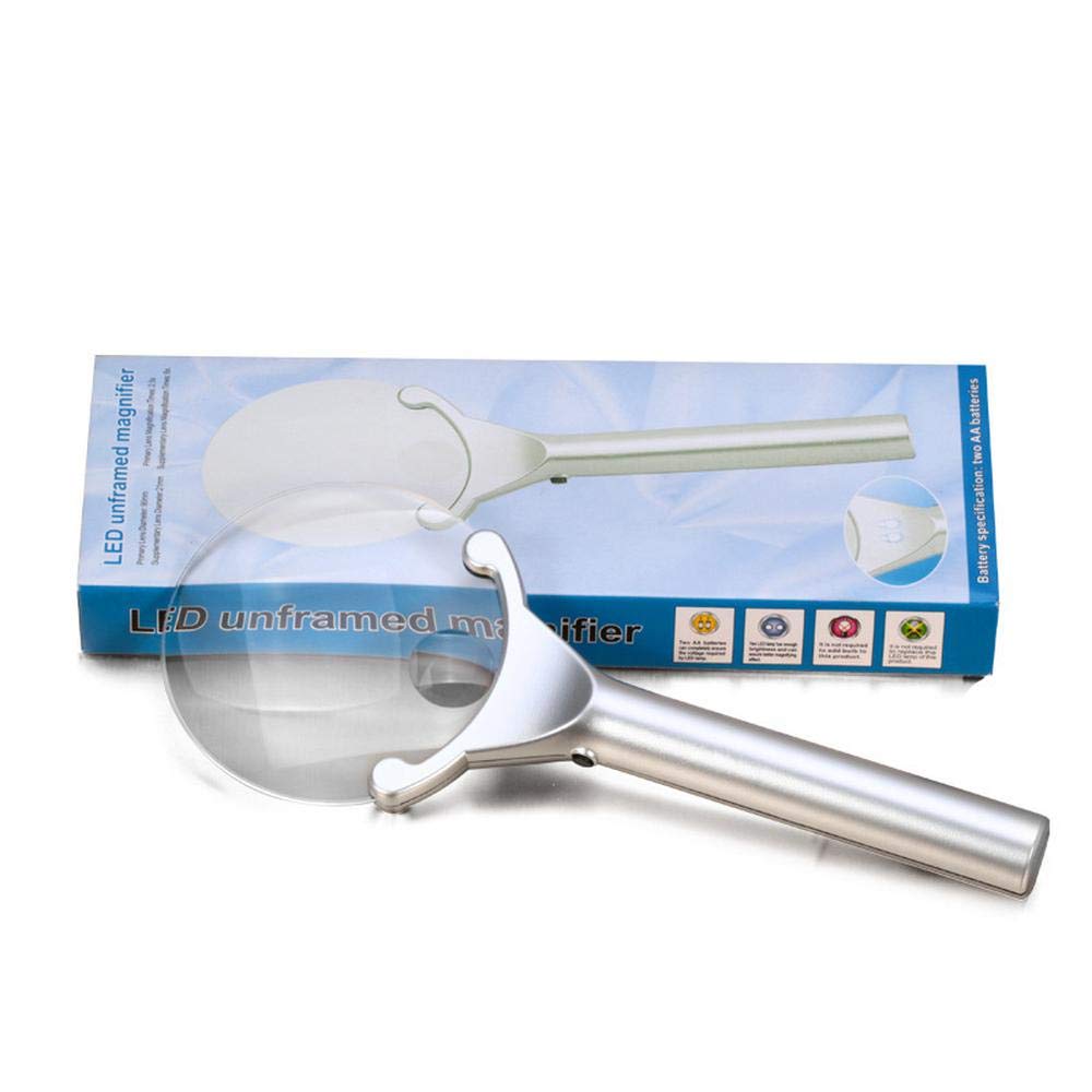 Lupa 2.5X/5X con 2 luces LED, lupa portátil de mano para personas mayores, lectura, pasatiempos y reparaciones de trabajo