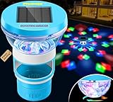 PRAXXIS Flotador solar de cloro con luz de discoteca giratoria, flotador de
