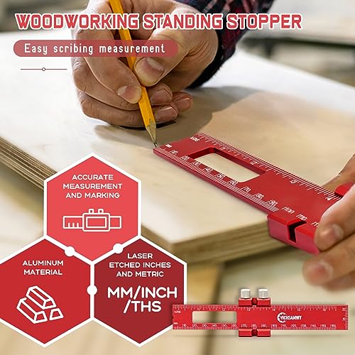 VICHSAMWY Precision Metal Slide Stop Scribing Ruler - 12, 8 & 6 Inch, Adjustable Measuring & Marking for Woodworking thumbnail 6