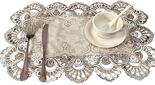 刺繍のドイリー レース 33cm×50cm 花瓶敷き ロココ調 インテリア レース 敷物 テーブルセンター レース 小さめ カットワークテーブルランナー 姫系 薔薇 雑貨 テーブルクロス エレガント オーバル レース [並行輸入品]